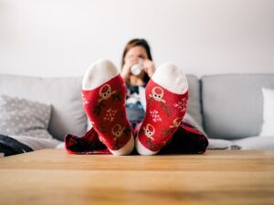 feet, socks, living room